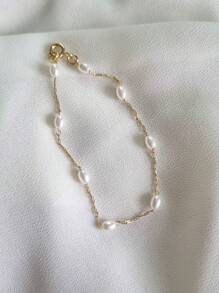 Pulseira Semijoia Infantil Pérolas Clássica - Dourado - Visão 1