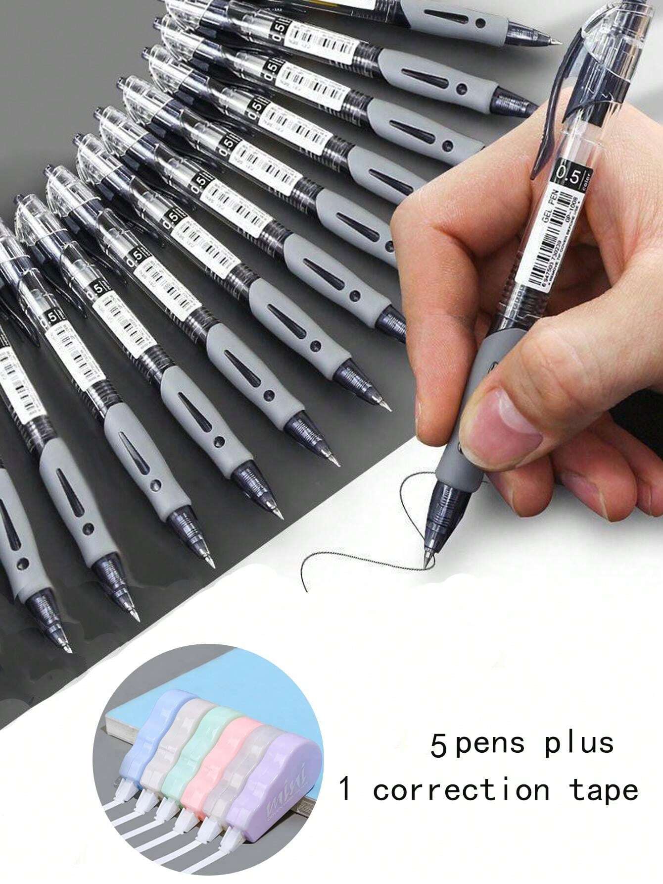5pcs Classic Click Ballpoint Pens Neutral Pens With Liquid Ink And
