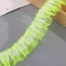 5m Colored Double Layer Pleated Lace Chiffon Lace Trim, 2.5cm Wide Clothing Accessory For DIY, Curtains, Skirts, Etc.
