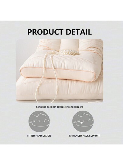 1pc Exquisite European Geborduurde Zijden Like Fabric Section Kussen Neck Back Support, Medium Height Core Home Bedding, Moisture Absorbing Breathable Pillow, Living Room Bedroom view 4