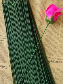 20pcs Artificial Flower Stem Green Flower Stem Sticks DIY Floral Material Handmade Wire Stem Accessories, Valentine Day, Gift Gifts Birthday Graduation - Green - View 1