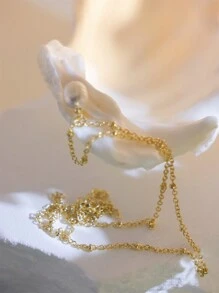 1 件法式复古优雅仿珍珠吊坠项链，女士，镀黄铜贵金属链项链，教师节礼物（珍珠为天然淡水珍珠，每颗都有不同的纹理和形状） - 復古百搭項鍊 - 查看 4