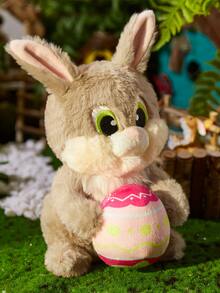 Plush Stuffed Doll Of Little Rabbit Holding Dinosaur Egg - Khaki - View 4