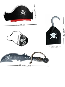 Costume de cosplay de fête de pirates des Caraïbes, chapeau de pirate en feutre, chapeau de capitaine pirate, cache-œil, grand couteau accessoire, chapeau de fête amusant, accessoires de pirate, cadeaux de fête de pirates, costume de pirate d'Halloween