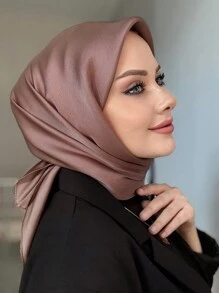 1件装女士纯色围巾头巾，适合旅行和防晒，可搭配连衣裙 - 彩色 - 查看 7