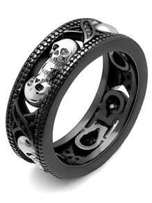 1pc Men's Fashionable Retro Punk Skull Ring, Suitable For Weddings, Engagements, Parties, And Gift Giving - Black - View 5