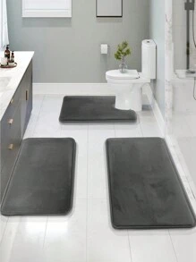 1/3pcs Bathroom Rugs Sets 3 Piece, Velvet Foam Bath Mat - Non-Slip, Machine Washable Bath Rugs-Dries Q - Camel - View 2
