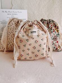 1个棕色花卉抽绳收纳包，大容量化妆包，适合居家收纳和旅行，是邮轮、宿舍、伴娘礼物、妈妈/生日礼物、送给朋友/老师的必备单品，也可用于家居装饰、浴室/客厅/卧室装饰，可收纳珠宝、口红和指甲油等，是一款实用的化妆包，也是旅行必备佳品。 - 彩色 - 查看 3