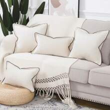 1个天鹅绒枕套，柔软的沙发和卧室靠垫 - 白色 - 查看 4