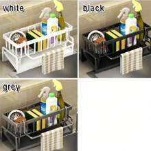 1pc Kitchen Sink And Bathroom Organizer Rack, Sponge Holder For Faucet, Soap, Brush, Towel, Scrubber Drain Storage, For Household Essentials,Kitchen,Summer Beach Party,Food,Camping,Organizer,Room Decor,Kitchen Items. - Multicolor - View 5