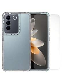Funda 360 3 En 1 Uso Rudo Metal Para Vivo V25e Rainbow + Mica Hidrogel - Celeste - Ver 1