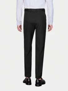 CLOUDSTYLE Men's Plain Pleated Straight-Leg Suit Pants For Daily Business And Travel - Black - View 3