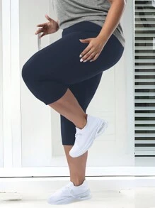 Plus Size 3 Packs Capris Leggings For Women Stretchy X-Large-5X Tummy Control High Waist Spandex Workout Yoga Pants Buttery Soft Summer Outfits - 彩色 - 查看 2