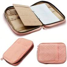 Jewelry Storage Bag, Portable Jewelry Storage Bag, Leather Waterproof Travel Necklace Storage Bag, Earrings, Rings, Bracelets, Women Carry Small Storage Bag - Pink - View 1