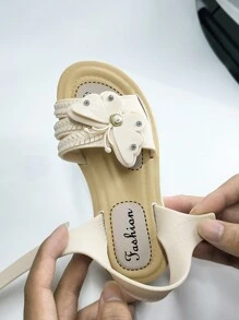 2025 年夏季新款儿童女童凉鞋，时尚公主幼儿女童沙滩防滑鞋 - 米色 - 查看 6