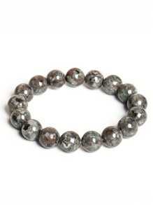 1pc Luminous Flint Stone Beads Bracelets Jade Beaded Bracelet Obsidian Elastic Bracelet Fashion Men Women Elastic Yoga Charm Bracelet (8mm) - Grey - View 9