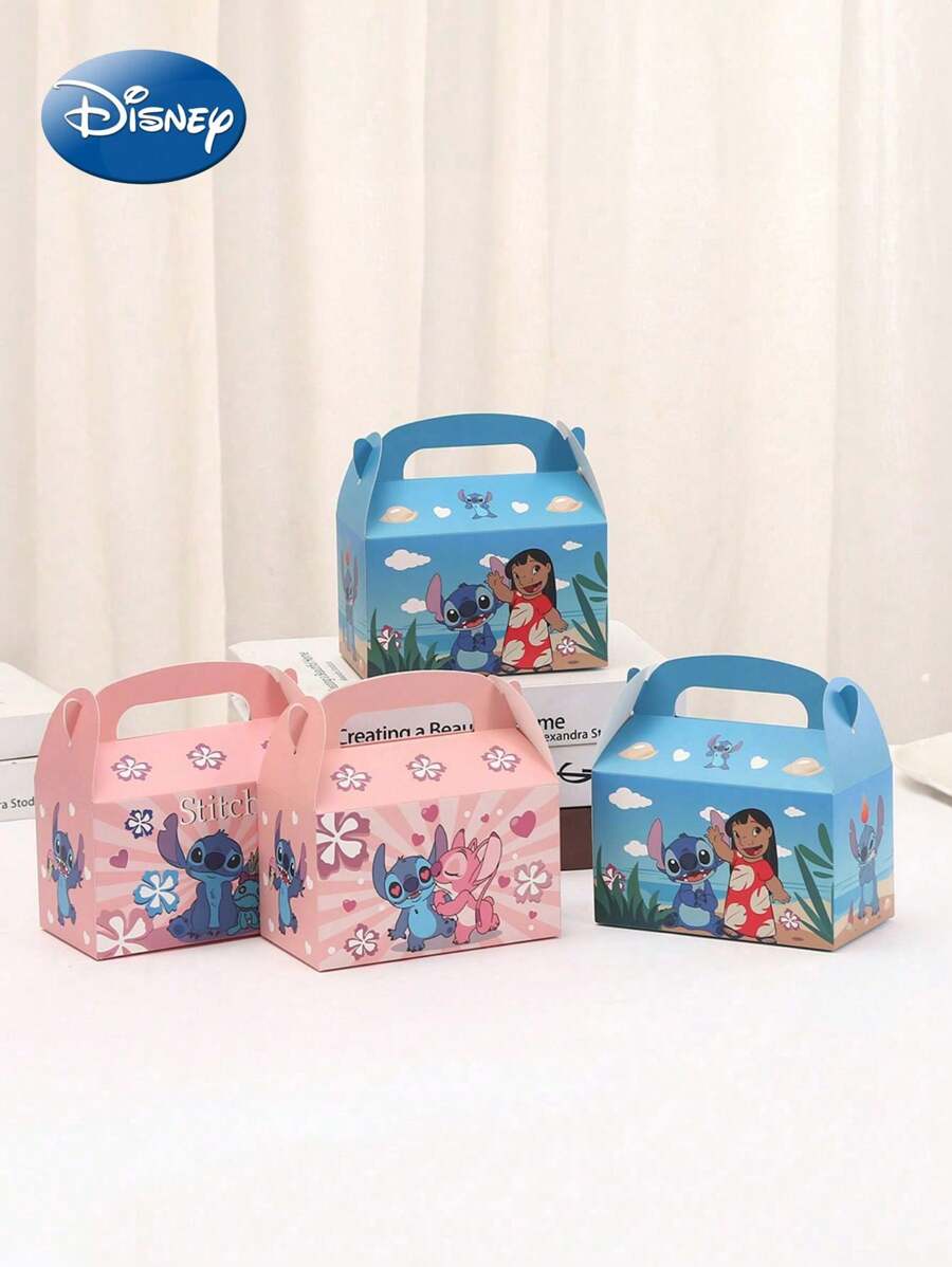 4 piezas / Set Bolsas de dulces y bocadillos con diseño de caricatura de Stitch, bolsas de regalo de papel, bolsas de compras, bolsas de embalaje de regalo para cumpleaños - Multicolor - Ver 1