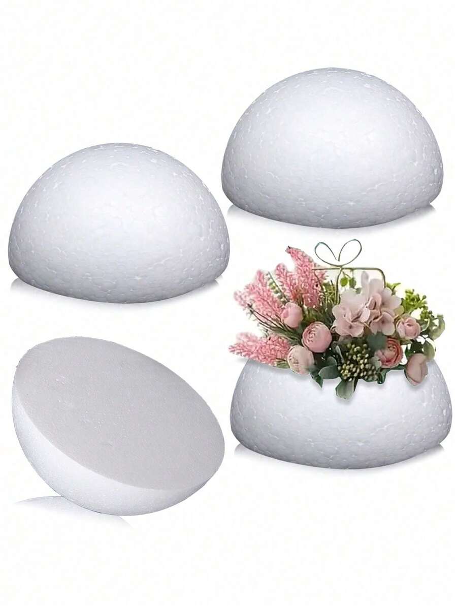 1入組7.6英吋/5.8英吋白色實心泡沫半球，手工DIY花藝裝飾、婚禮裝飾、蛋糕模具
