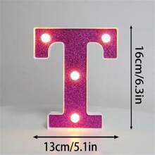 16cm Luci di lettere viola fai-da-te, lampada luminosa a numero a batteria di 6,3 pollici in plastica per decorazione di feste di matrimonio e compleanni a casa di moda