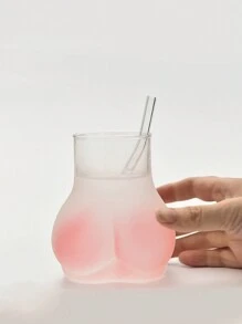 15.2oz 杯子带吸管套装，有趣性感可爱屁股玻璃杯，适用于咖啡、果汁、奶茶、冰饮料，创意屁股杯 - 彩色 - 查看 4