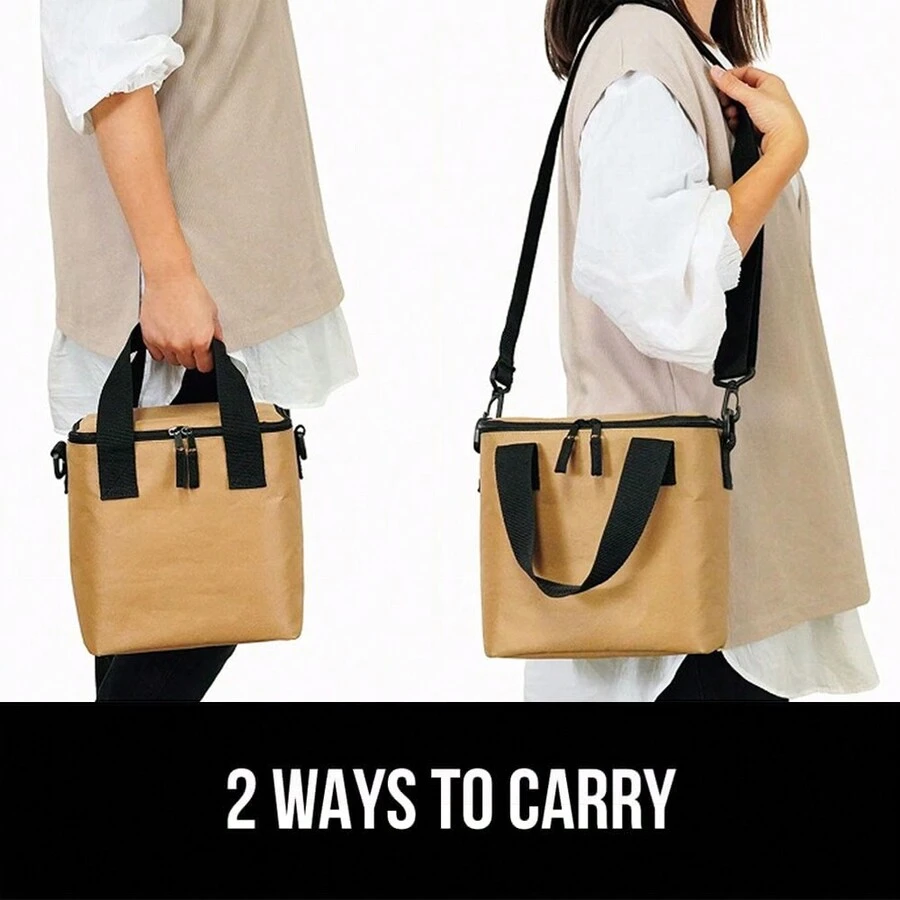 1入組午餐保溫袋，便攜背包便當盒化妝品生活用品，適用於學生和上班族，野餐旅行必備 - 棕色 - 查看 1