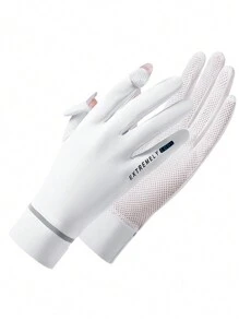 1Pair Lady Sunscreen Ice Silk Gloves Female Summer Sun Protection Gloves Fashion Cycling Driving Running Mittens Thin Anti-UV Gloves Short Flip Touchscreen Driving Cycling Non-Slip Gloves