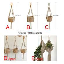 Giỏ treo cây cảnh phong cách Bohemian, dây thừng đan thủ công dùng để đựng cây xanh trong nhà, lưới trang trí treo cây cảnh. - Như thể hiện trong hình ảnh - Xem 7