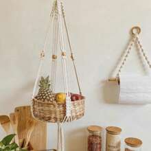 Giỏ treo cây cảnh phong cách Bohemian, dây thừng đan thủ công dùng để đựng cây xanh trong nhà, lưới trang trí treo cây cảnh. - Như thể hiện trong hình ảnh - Xem 6