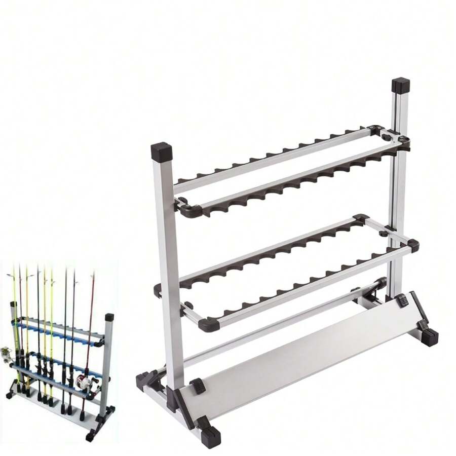 YUNRUX Rod Stand For 24 Rods, Fishing Rod Stand For Indoor And Outdoor Use, Fishing Rod Stand Holder Made Of Aluminum Alloy - A - View 1