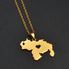 1pc Map Pendant Necklaces Stainless Steel Jewelry Jewellery