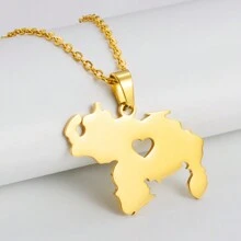 1pc Map Pendant Necklaces Stainless Steel Jewelry Jewellery