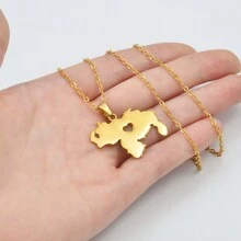 1pc Map Pendant Necklaces Stainless Steel Jewelry Jewellery