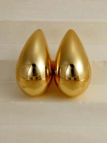 2-4pcs/Set Exaggerated Fashion Teardrop Shape Hoop Earrings Set, Large& Medium, European And American Hiphop Jewelry