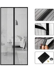 Mosquitera Magnética para Puerta, Cortina Anti Insectos Mosquiteras Magnética, Cierre Automático,Rayas Negro Anti-mosquito Malla para Sala de Estar Balcón Patio - Multicolor - Ver 8