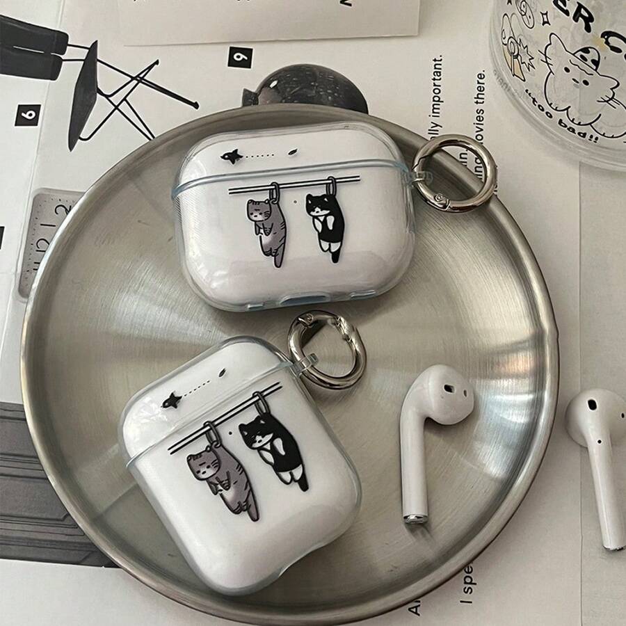 Cute Cat Bluetooth Earphone Protective Case, Suitable For Airpods 2/3/Pro/Pro2/ 4 - Clear - View 1
