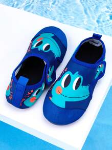 Kinder Outdoor Strandschuhe, blauer Cartoon Großaugen Drache, Jungen Sommer Outdoor Wasserspiel, Schwimmen, Strand, Waten Elastische Socken Schuhe - Königsblau - Übersicht 4