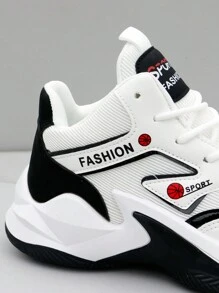 Pantofi de baschet pentru bărbați, pantofi sport confortabili, respirabili, antiderapanți, ușori, cu șireturi, potriviți pentru antrenament, alergare și mers pe jos - Negru - Vizualizare 4