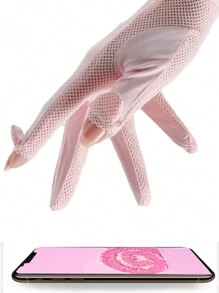 1Pair Lady Sunscreen Ice Silk Gloves Female Summer Sun Protection Gloves Fashion Cycling Driving Running Mittens Thin Anti-UV Gloves Short Flip Touchscreen Driving Cycling Non-Slip Gloves