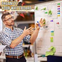 SIDIPER 12 paquete de pequeños imanes fuertes para exhibir listas detalladas en pizarrones blancos, alfileres magnéticos - Multicolor - Ver 6