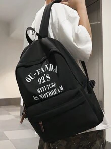 Minimalist Large Capacity Letter Printed Backpack, Back To School Supplies, School Supplies, School Backpack, School Bag, Backpack For School, Back To School Backpack, School Bookbag, Big Backpack, Backpack School, Back To School Bags, Lightweight, Portable, Classic Casual, Suitable For Teen Girls Women College Students, Rookies & White-Collar Workers, Perfect For Back To School, First Day Of School, Middle School, High School