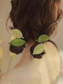 1 Stück grüne Blatt Stickerei Haarspange für Frauen, Vintage Mori Stil literarisch frisch Alligator Haarspange Klauen Clips Haarklammern