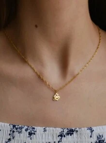 Tsnamer 1pc Customizable 26 Letters A-Z Old English Style Pendant Necklace, Stainless Steel Jewelry Gift For Women - Necklace - View 4