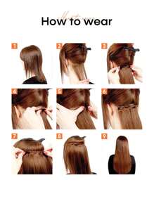 7入組/套長款波浪狀接髮高溫22英寸合成纖維假髮片夾片合成纖維接髮適合女士 - 彩色 - 查看 6