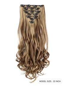 7入組/套長款波浪狀接髮高溫22英寸合成纖維假髮片夾片合成纖維接髮適合女士 - 彩色 - 查看 2