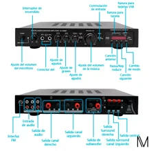 Sunbuck Av-298bt Amplificador De Audio Case 5 Canales 2000w - Negro - Ver 2