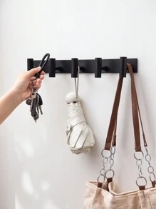1pc Over-The-Door Hook, Clothes Hanger, Bathroom Toilet Towel Hook, Wall Mounted Hat Hook, No Drilling Needed, Suitable For Bathroom And Toilet - Black - View 10