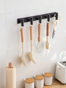 1pc Over-The-Door Hook, Clothes Hanger, Bathroom Toilet Towel Hook, Wall Mounted Hat Hook, No Drilling Needed, Suitable For Bathroom And Toilet - Black - View 6