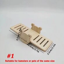 1 件装木制房屋玩具，适合仓鼠和沙鼠，攀爬游乐场，配有滑梯、跷跷板、楼梯、秋千、轮子，适合小动物