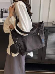 1pc Fashionable Casual Solid Color With Coin Purse Large Capacity Tote Bag ,Suitable For University/College Classroom / Commute/Work/ Festivals/Vacation/Holiday,For Women, Rookies & White-Collar Workers,Girl, College Students,Lady,Woman ,Or Women, Rookies & White-Collar Workers,Girl, College Students,Lady,Woman