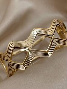 1 Pc Luxury Ancient Greek Bangle Bracelets For Women Teen Girls Stylish Stackable Stainless Steel Cuff Bracelet Daily Party Jewelry Christmas Gifts - Multicolor - View 8